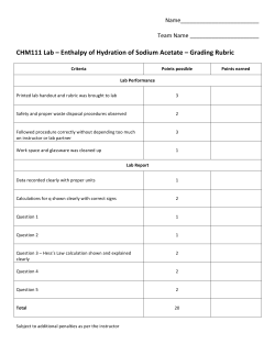 CHM111 Lab &ndash; Enthalpy of Hydration of Sodium Acetate &ndash; Grading