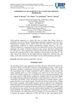 850 EXPERIMENTAL MEASUREMENT OF NANOFLUIDS