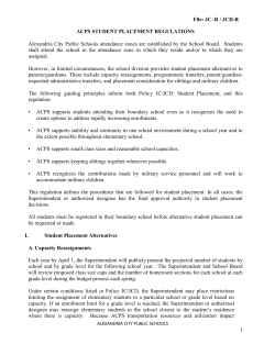 ACPS Student Placement Regulations - Policy JC-R/JCD-R