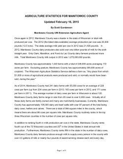 AGRICULTURE STATISTICS FOR MANITOWOC COUNTY