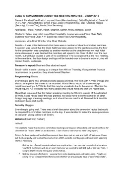 LCNA 17 CONVENTION COMMITTEE MEETING MINUTES &ndash; 2 NOV