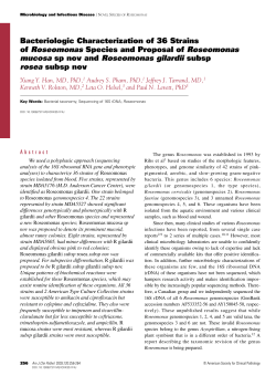 Bacteriologic Characterization of 36 Strains of Roseomonas Species