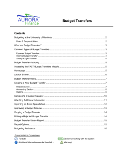 Budget Transfers - University of Manitoba