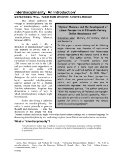 Interdisciplinarity: An Introduction