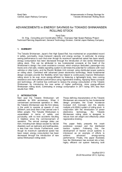ADVANCEMENTS in ENERGY SAVINGS for TOKAIDO