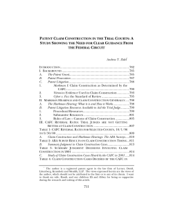 PATENT CLAIM CONSTRUCTION IN THE TRIAL COURTS: A