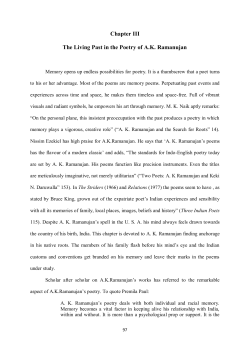 Chapter III The Living Past in the Poetry of AK