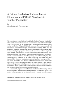 A Critical Analysis of Philosophies of Education and INTASC
