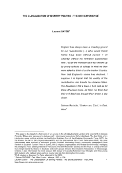 THE GLOBALIZATION OF IDENTITY POLITICS : THE SIKH