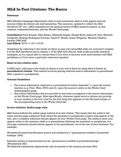 MLA In-Text Citations: The Basics