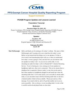 PPS Exempt Cancer Hospital 2.25.16 Presentation Transcript