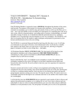 Introduction To Screenwriting - Yale Summer Session