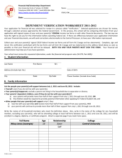 DEPENDENT VERIFICATION WORKSHEET 2011-2012
