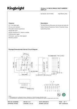 25.4mm (1.0 INCH) SINGLE DIGIT NUMERIC DISPLAY Features