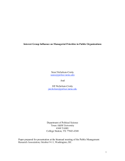 1 Interest Group Influence on Managerial Priorities in