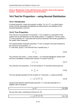 14.4 Test for Proportion &ndash; using Normal