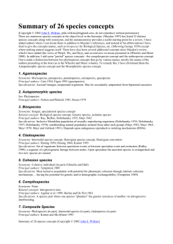 Summary of 26 species concepts