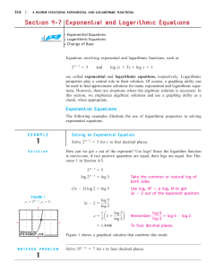 Section 4-7 Exponential and Logarithmic Equations
