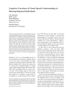 Deaf Studies 6:2 - The Journal of Deaf Studies and Deaf Education