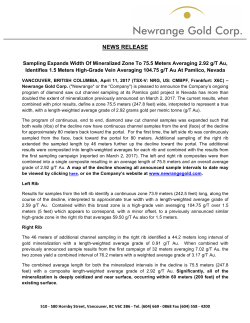 NEWS RELEASE - Newrange Gold