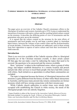 Catholic missions to Aboriginal Australia: an