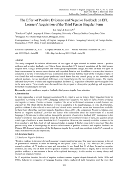 The Effect of Positive Evidence and Negative Feedback on EFL