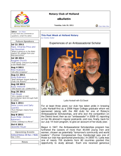 eBulletin Experiences of an Ambassadorial Scholar