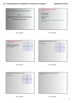 2.6 - Transformations of Quadratics In Vertex Form.notebook