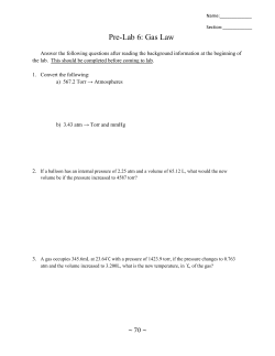 Pre-Lab 6: Gas Law