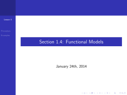 Section 1.4: Functional Models