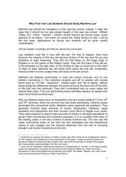 1 Why First Year Law Students Should Study Maritime Law1