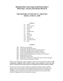THE HISTORY OF POLITICAL THOUGHT FROM c.1700 TO c.1890