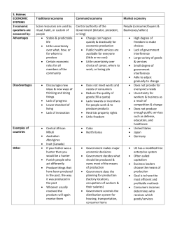 S. Holmes ECONOMIC SYSTEMS Traditional economy Command