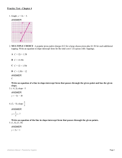 1. Graph y = 2x &minus; 3. ANSWER: 2. MULTIPLE CHOICE A popular