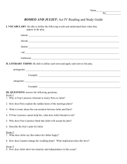 ROMEO AND JULIET: Act IV Reading and Study Guide