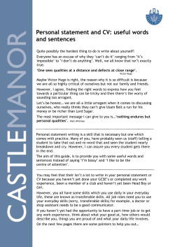 Personal statement and CV: useful words and sentences
