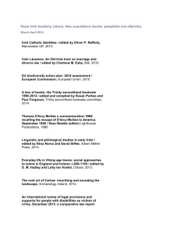 Royal Irish Academy Library. New acquisitions (books, pamphlets