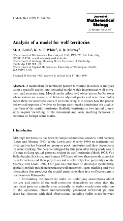 Analysis of a model for wolf territories