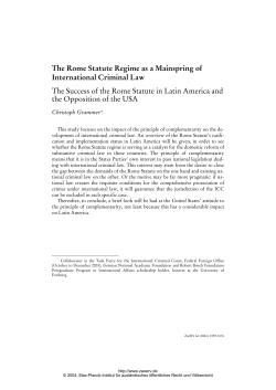 The Rome Statute Regime as a Mainspring of International Criminal