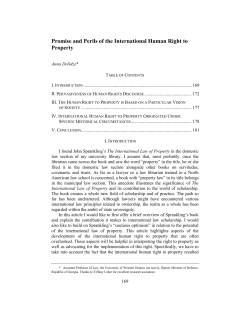 Promise and Perils of the International Human Right to Property