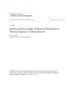 Intellectual Knowledge of Material Particulars in Thomas Aquinas