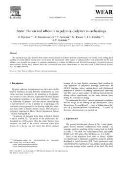Static friction and adhesion in polymer&ndash;polymer microbearings