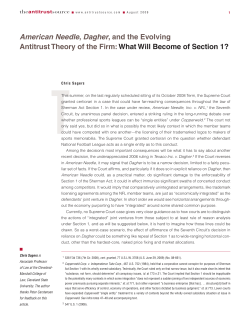 American Needle, Dagher, and the Evolving Antitrust Theory of the