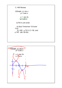 1) HW Review 2)Graph y= csc xy= 3 sec xy = sec 2x y = cot x 3) Fill