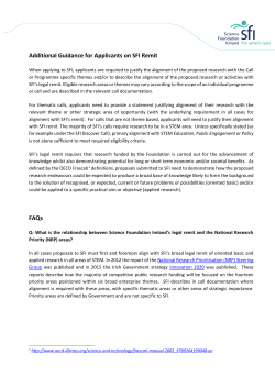 Additional Guidance for Applicants on SFI Remit