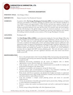 POSITION DESCRIPTION POSITION TITLE: Chief Budget Officer