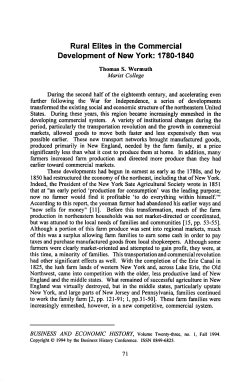 Rural Elites in the Commercial Development of New York: 1780-1840