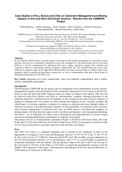 Case Studies in Peru, Bolivia and Chile on Catchment Management