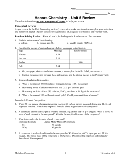 Honors Chemistry &ndash; Unit 5 Review