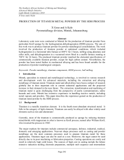 PRODUCTION OF TITANIUM METAL POWDER BY THE